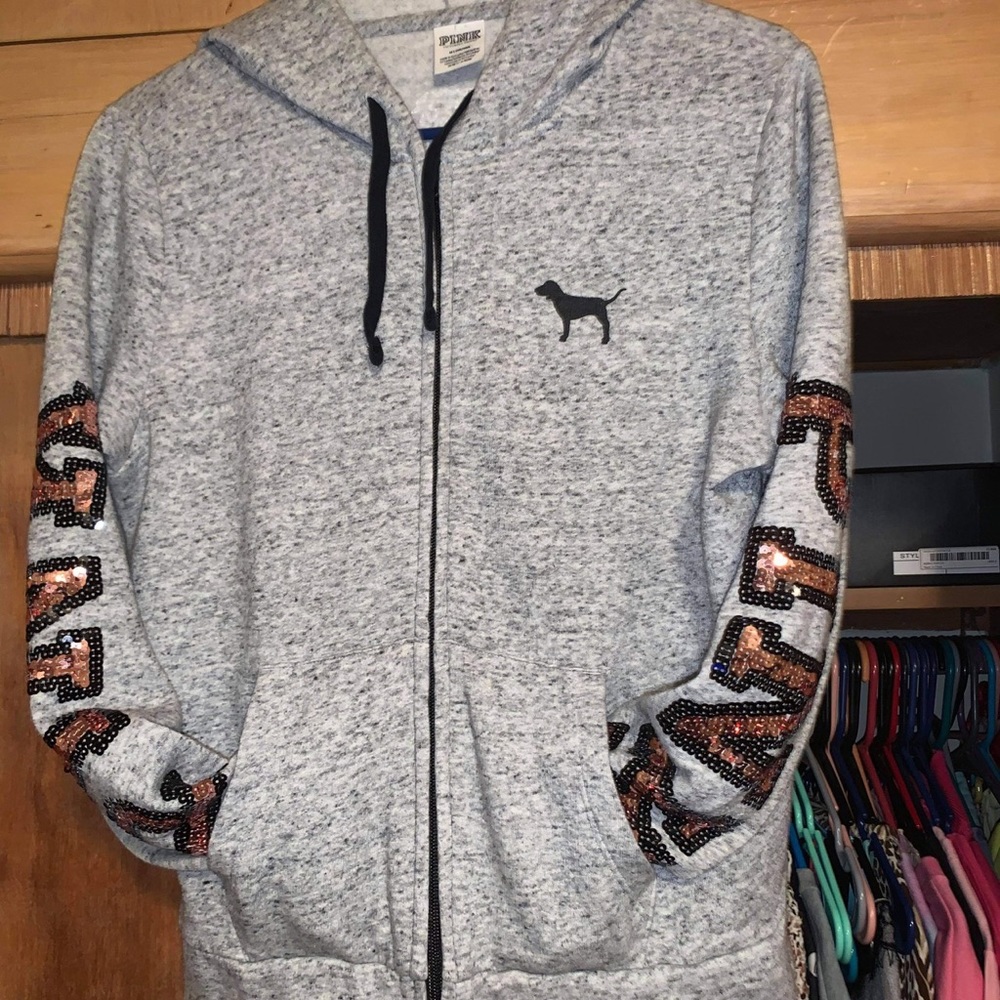 Vintage PINK victoria’s secret bling zip up hoodie